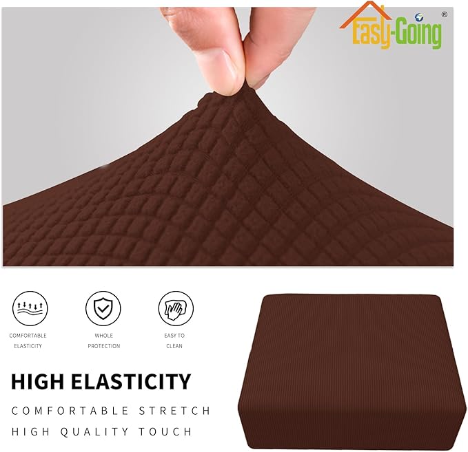 Easy-Going Stretch Square Ottoman Cover 40x40x15 inch Folding Storage Stool Furniture Protector Soft Rectangle slipcover with Elastic Bottom Coffee