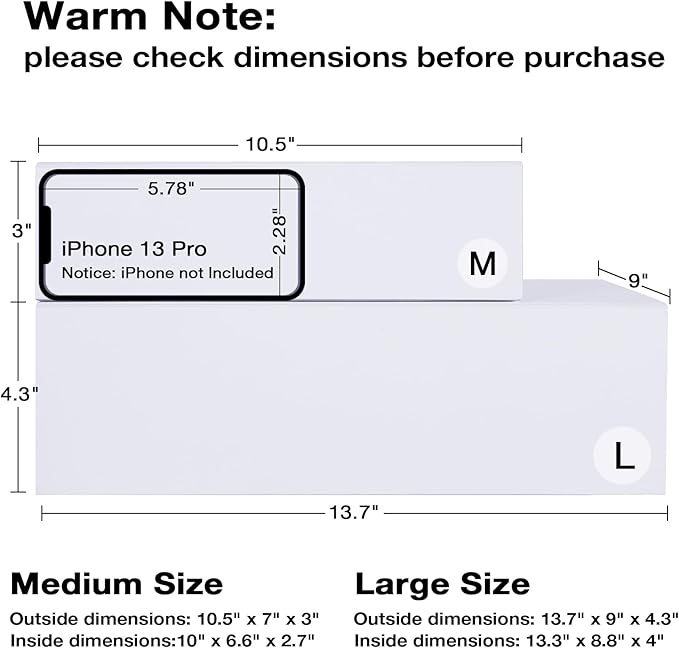 Aimyoo White Collapsible Gift Box with Magnetic Closure Lids 13.8x9x4.3 in, Bridesmaid Groomsmen Proposal Box, Large Rectangle Box for Present Graduation Storage 3 Pack