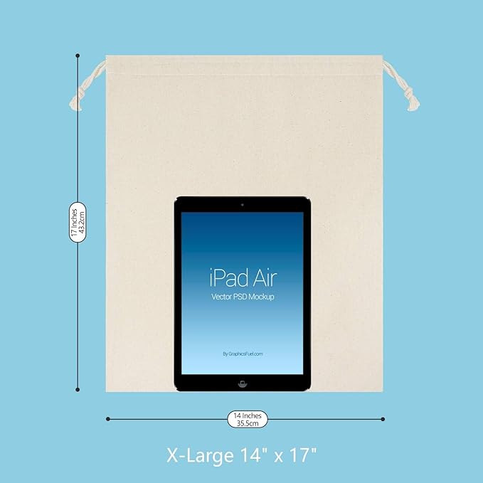 TOPDesign 6-Pack 14” x 17” Reusable Produce Bags, Muslin Bags with Drawstrings for Shopping & Storage, 100% Natural Cotton Bags, Washable, Biodegradable, Food Safe