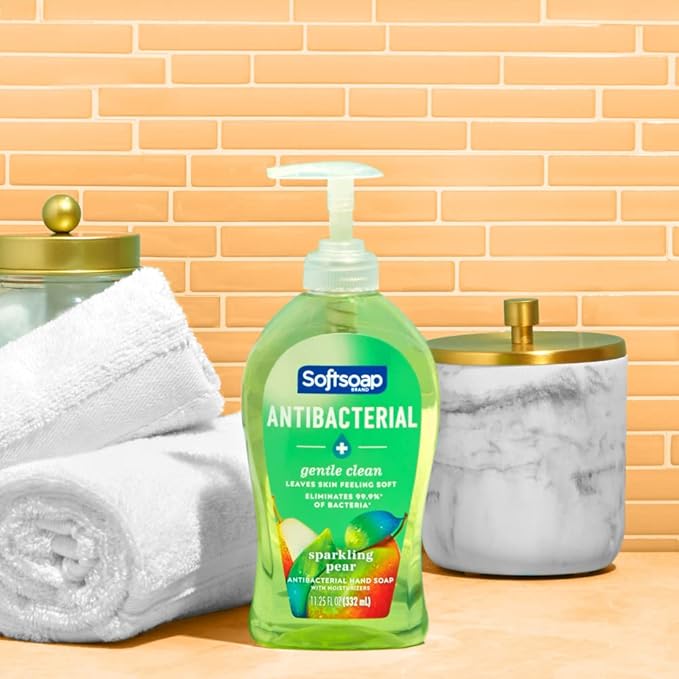Softsoap Antibacterial Liquid Hand Soap, Gentle Clean, Sparkling Pear Scent Hand Soap, 11.25 Ounce, 6 Pack