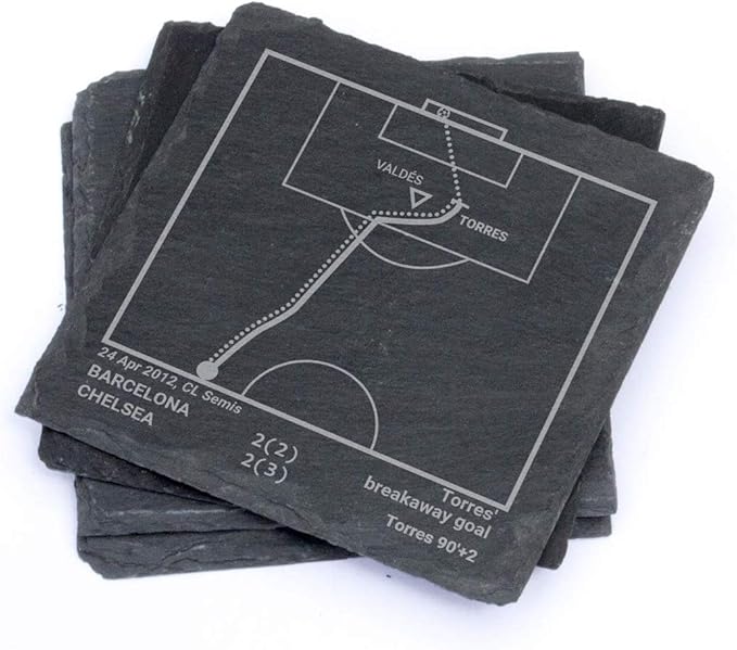 Greatest Chelsea Plays: Slate Coasters (Set of 4) | Best Gift Idea for Sports Lovers | Chelsea Historic Moments Gifts