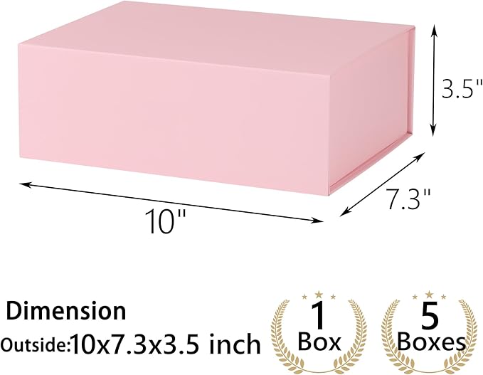 Pink Gift Box,10x7.3x3.5 Gift Boxes With Lids For Presents Includes Ribbon And Diy Printable Sticker Paper,Bridesmaid Proposal Box,Magnetic Gift Box For Birthday,Wedding,Graduation