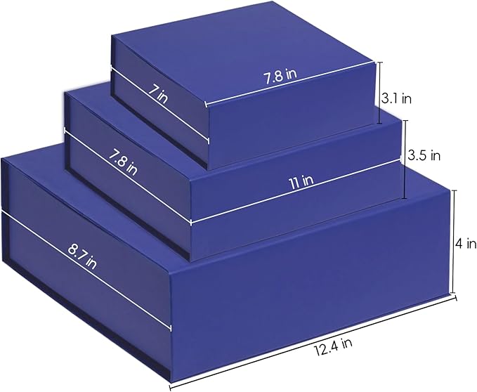 Rsgift Blue Gift Box,11x7.8x3.5 Inches Gift Box with Lid,Groomsmen Graduation Decorative Boxes Weeding Christmas