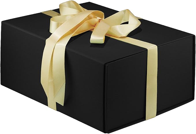 MOYEUPAC Black Gift Box,9" X 7" X 4" with Lids for Presents Magnetic Closure for Gift Packagingwith Ribbon, Gift Box for Birthday, Christmas,Thanksgiving