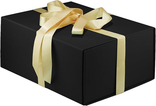 MOYEUPAC Black Gift Box,9" X 7" X 4" with Lids for Presents Magnetic Closure for Gift Packagingwith Ribbon, Gift Box for Birthday, Christmas,Thanksgiving
