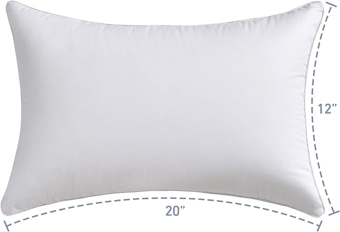 Oubonun 12 x 20 Lumbar Pillow (Set of 2) - 100% Cotton Cover - Rectangle Square Sofa Pillow Inserts - Decorative Pillow Pair - White Couch Pillow