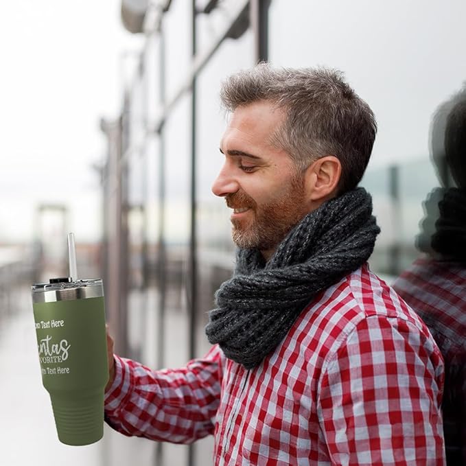 Custom Tumbler Cups with Straw Santa's Favorite Christmas Xmas Coffee Tumbler with Lid Personalized Insulated Travel Mugs Engraved Stainless-Steel 20 Oz Forest Green Personalized Text Here