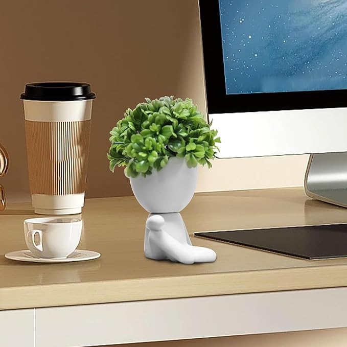 Zerzsy Small Artificial Succulents Potted Plants, Faux Succulents Desk Decoration, Fake Plants Wall Decor for Girls Gift, Home Office Bookshelf Decor - Set of 1