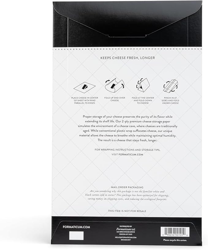 Formaticum 15-Pack Cheese Storage Wax Coated Paper - Porous Wax Sheets From France - Keep Cheese or Charcuterie Fresh - Professional Grade Cheese Paper for Wrapping Cheese - 11 x 14