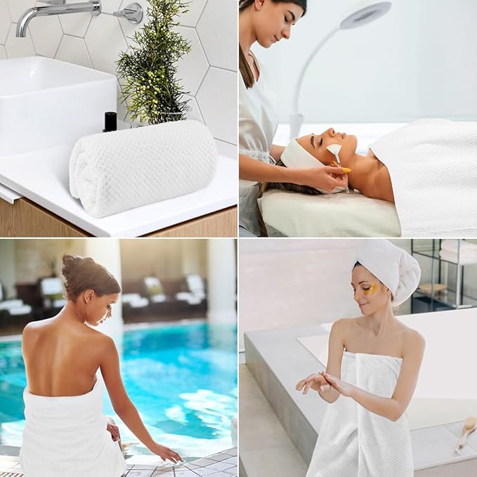 HOMEXCEL Bath Towel Set Pack of 4, 30 x 60 Inches Large Microfiber Bath Towels, Soft, Absorbent, and Quick Dry Towels for Bathroom, Pool, Beach, Swim, and Yoga, Large Bathroom Towels, White