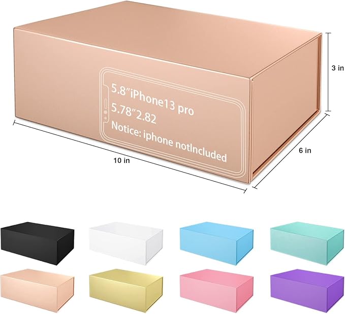 Gift Boxes 10"x6"x3" with Magnetic Closure Lid Gift Boxes for Presents,Bridesmaid Gifts Box,Cute Box,Luxury for Gift Packaging, Magnetic Gift Box for Wrapping Gifts (Rose Gold/5PCS)