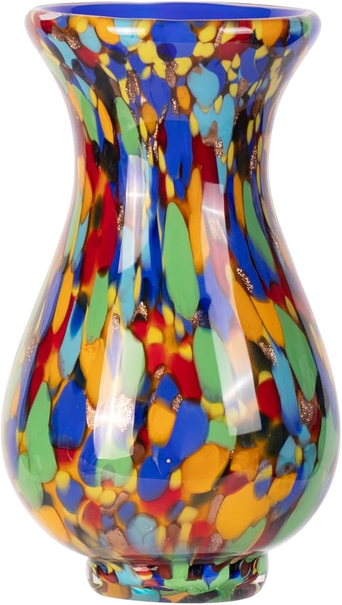KAMMAK Colored Glass Vase, Beautiful Hand Blown Decorative Vase, Modern Art Vase for Flower Mantle Dining Table Centerpiece, Entryway Living Room Wedding Decoration, FH017
