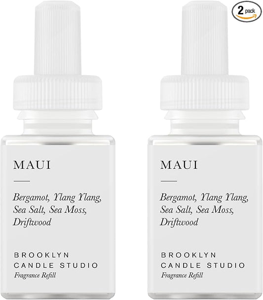 Pura & Brooklyn Candle Studio Home Scent Refill - Smart Home Air Diffuser - Up to 120-Hours of Luxury Fragrance per Refill - Spring & Summer Fragrance - 2 Pack, Maui