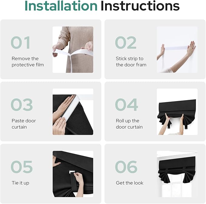 HOMEIDEAS 100% Black Linen Blackout French Door Curtains, Privacy Door Window Curtains, 34 X 40 Inch Room Darkening Blinds, Thermal Insulated Shades for Bedroom, 1 Panel