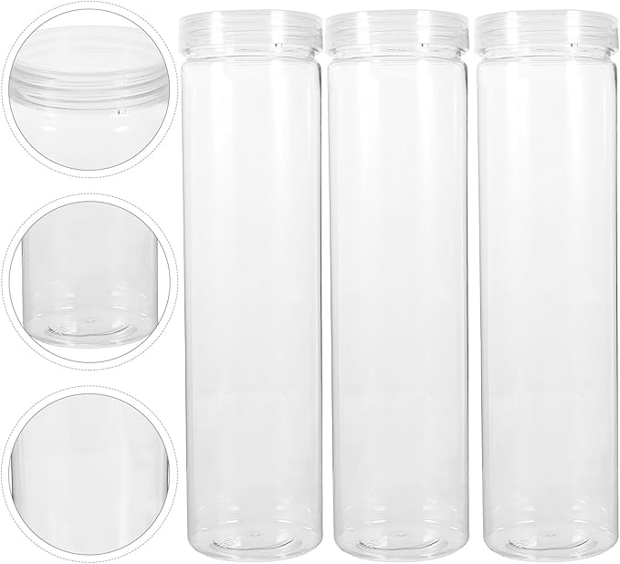 Angoily 3Pcs Transparent PET Round Kitchen Canisters with Sealing Lids Food Storage Containers for Grain Pasta Flour Cereal Food Storage Organization