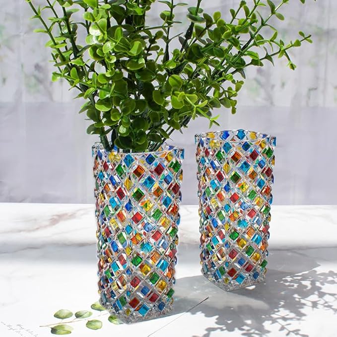 Hand Painted Colorful Glass Vase