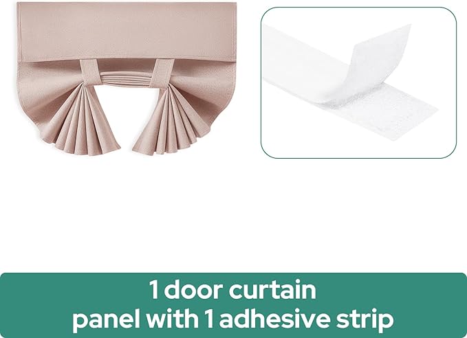 HOMEIDEAS 100% Linen Blackout French Door Curtains, Privacy Door Window Curtains, 26 X 68 Inch Room Darkening Blinds, Thermal Insulated Shades for Bedroom, 1 Panel, Blush Pink