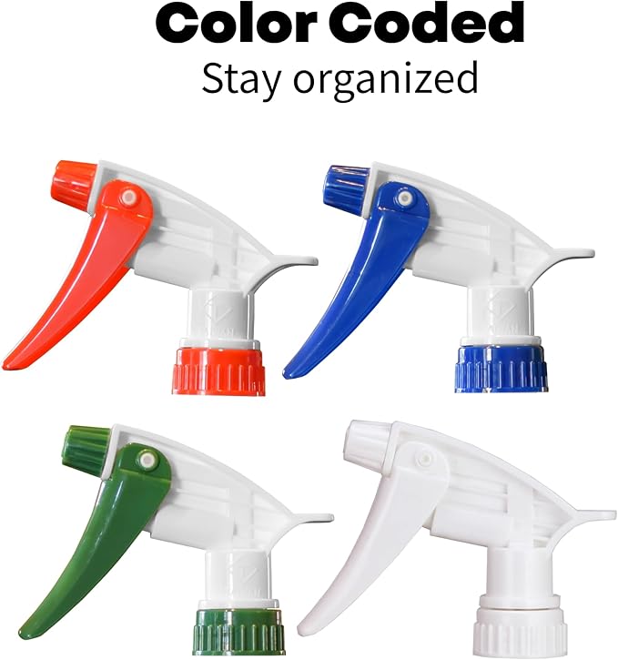 Commercial-Grade 16 oz Spray Bottles with Dilution Ratios, Ounces & Milliliters, Made in USA, Great for Cleaning, Essential Oils, Hair, Plants, BBQ (4-Pack)