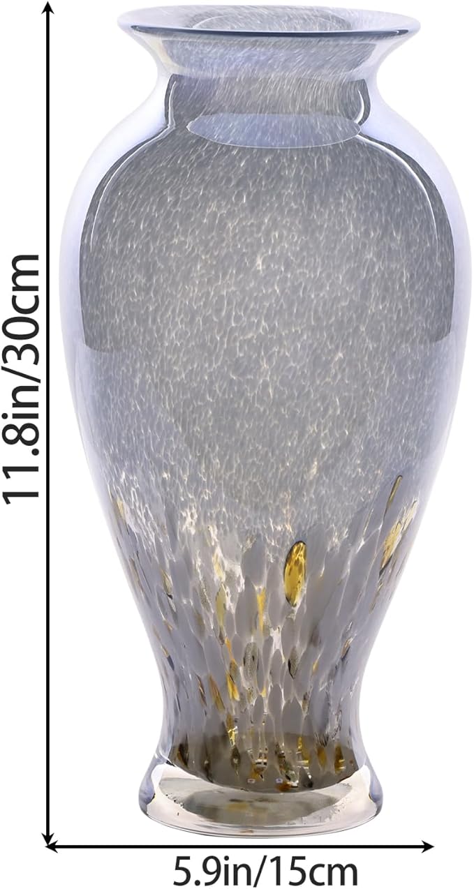 Blown Glass vase, Unique Glass vase, Colorful Bottle Decorative vase for Home Living Room Dining Table re Office Wedding entryway Desktop Decorative Flower vase. (B-W)