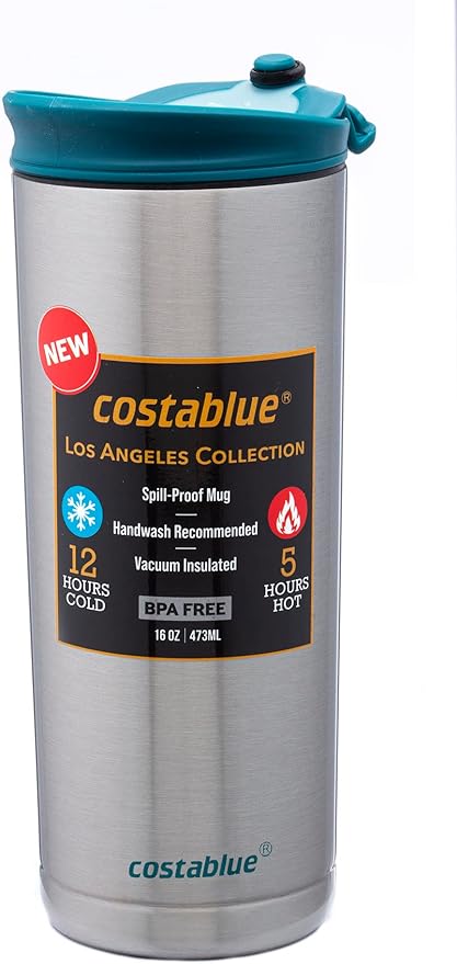 Travel Coffee Mug - 16 Oz. Stainless Steel Insulated Coffee Mug, Leak Proof Tumbler w/Dishwasher Safe Lid, Double Wall Travel Coffee Cup, Reusable Insulated Tumbler for Hot & Cold Beverages