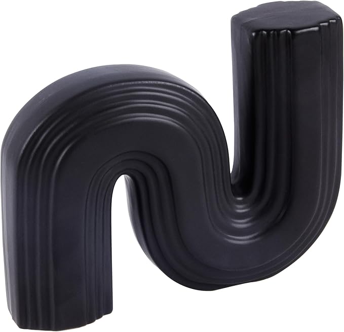 Restaurantware-Table Art Flower Vase, 1 Minimalist Vase - S-Shaped Style, for Fresh Or Artificial Flowers, Black Ceramic Piece for Home Decor, Kitchen, Home, Living Room, Office, and More