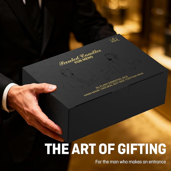 Scented Candles Gift Set for Men | 6 Pack Soy Wax Candles with Matte Black Tins | Men‘s Aromatherapy Candles for Home, Work,Party | Men Jar Candle Set Gifts for Father's Day and Christmas