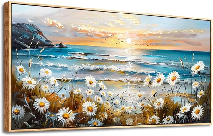 PHAOHUAXM Wall Decor For Living Room Large Canvas Wall Art Flowers Farmhouse Bedroom Wall Painting Office Marine Landscape Painting Print Modern Home Decoration Frames Artwork Easy Hanging 30x60 In