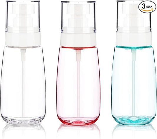 3pack Small Spray Bottle, 2.7oz Mini Spray Bottles, Empty Travel Spray Bottle, Fine Mist Plastic Spray Bottles (Clear+Green+Pink)