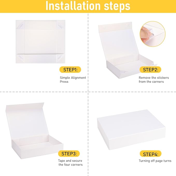 Ditwis 11.5x8.5x2.3 Inches Gift Box with Magnetic Closure Lid, White Magnetic Box for Wedding, Groomsmen Bridesmaid Proposal, Birthdays, Mother's Day, 1 Pack