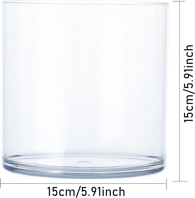 Clear Acrylic Vase for Centerpieces 5.9x5.9 Inch Cylinder Wide Mouth Vase for Flowers, Home Decorative, Office, Wedding Party