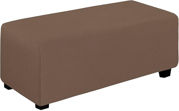 Easy-Going Stretch Ottoman Cover Folding Storage Stool Furniture Protector Soft Rectangle slipcover with Elastic Bottom (Ottoman X-Large,Brown)