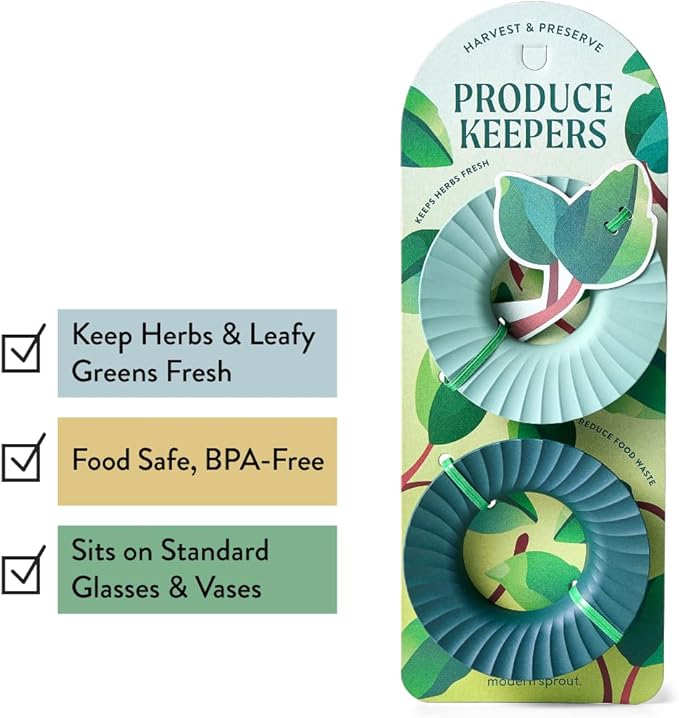 Modern Sprout Produce Keeper for Fresh Herbs & Greens - Eco-Friendly, BPA-Free, Sustainable Materials - Extends Freshness Up to 2 Weeks - Gift for Plant Lovers and Home Chefs - 2 Pack