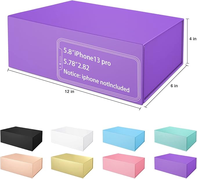 Purple Gift Boxe 12" x 6" x 4" with Magnetic Closure Lid Gift Boxes for Presents,Bridesmaid Gifts Box,Cute Box,Birthday Gift box,Luxury for Gift Packaging, Magnetic Gift Box for Wrapping Gifts (Purple/5PCS)