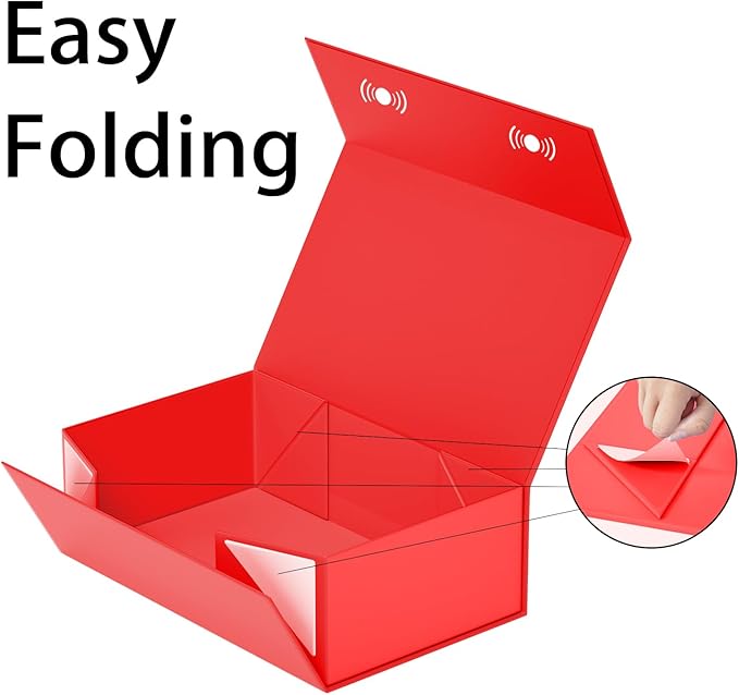 5 Pack Red Gift Box, 9.5x6x3'' Gift boxes for Presents with Lids Magnetic Closure Rectangle Collapsible for Bridesmaid Proposal Box, Wedding, Christmas, Halloween, Birthday Gift Packging