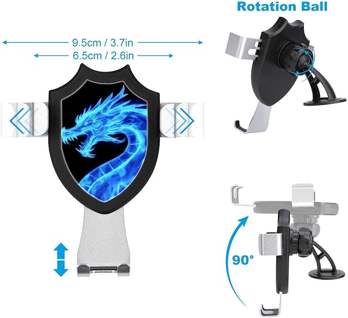 Fashion Phone Holders Phone Mount for Car Dashboard Air Vent Windshield Blue Fire Flames Dragon