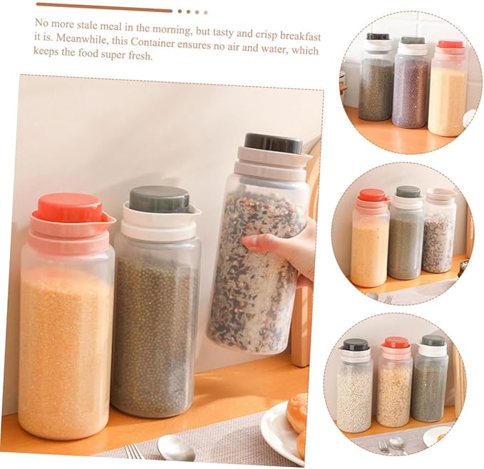 2Pcs Airtight Food Storage Containers with Threaded Seal Transparent Pantry Organizers for Sugar Rice Cereal Snacks Kitchen Canisters for Freshness and Space Saving