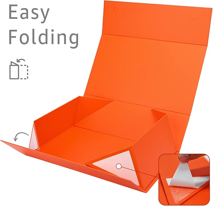 LIFELUM Gift Boxes Bulk, 13.85 x 8.35 x 4.45 inch 1 Pack Orange Gift Boxes with Lids Contains Card, Ribbon, Shredded Paper Filler Gift Boxes for Birthdays, Baby Shower, Bridal Gifts,Weddings