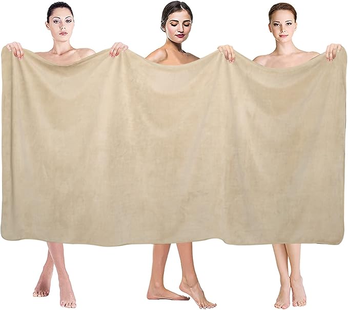 JML Luxury Hotel & SPA Oversized Bath Towels (2 Pack, 40"x80") - 350GSM High-Density Fleece Towel Sets - Super Soft and Absorbent, Lint Free, Fade Resistant Extra Large Bath Sheet, Camel