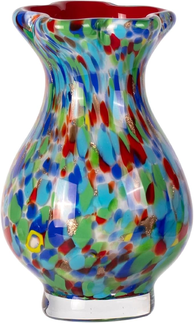 KAMMAK Colored Glass Vase, Beautiful Hand Blown Decorative Vase, Modern Art Vase for Flower Mantle Dining Table Centerpiece, Entryway Living Room Wedding Decoration, FH011