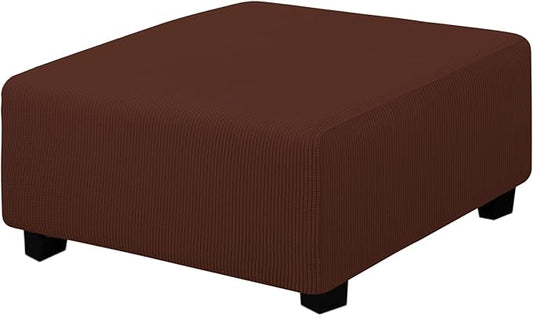Easy-Going Stretch Square Ottoman Cover 40x40x15 inch Folding Storage Stool Furniture Protector Soft Rectangle slipcover with Elastic Bottom Coffee