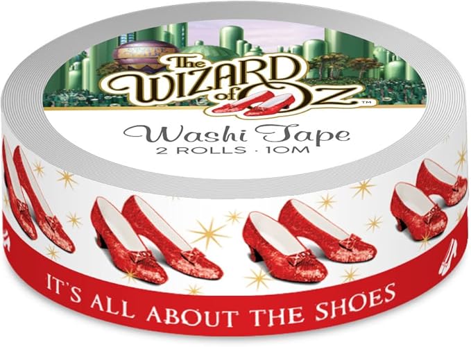Paper House Productions The Wizard of Oz Set of 2 Foil Accent Washi Tape Rolls for Scrapbooking and Crafts - Ruby Slippers