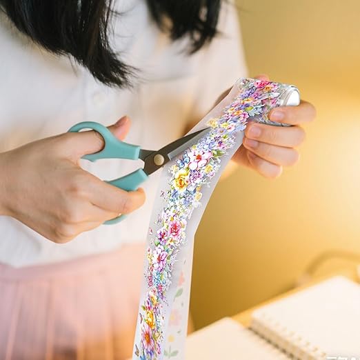 1 Roll Colorful Floral Washi Tape for Scrapbooking Scrap Booking Supples Kit Cute Butterfly Tapes Sticker Spring Flower Washi Tapes Transparent PET Tape Stickers for Journaling Junk Journal supplies