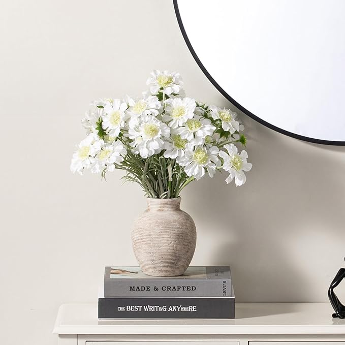 Ceramic Flower Vase Home Decor - Small Farmhouse Table Vases Rustic Vintage Living Room Kitchen Bedroom Decorations for House Book Shelf Office Coffee Desk Dining Fireplace (6" Retro)