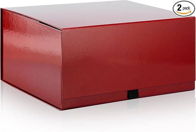 Rsgift 2 Pack Red Gift box,14x11x7 inch Packaging Gift Boxes with Lids for Valentines Day,Large Gift Boxes for Presents Birthday Christmas,Thanksgiving Day