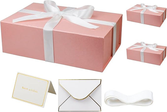 YINUOYOUJIA Large Gift Boxes with Magnetic Lid (pink, 1 Count (Pack of 3))