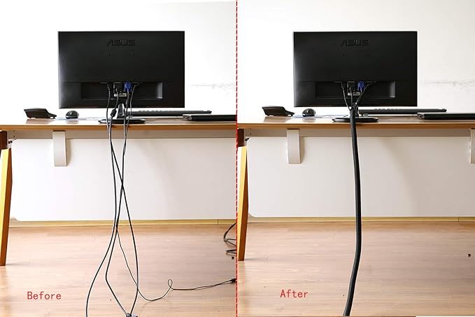 Alex Tech 25ft - 1/2 inch Cord Protector Wire Loom Tubing Cable Sleeve Split Sleeving For USB Cable Power Cord Audio Video Cable – Protect Cat From Chewing Cords - Black