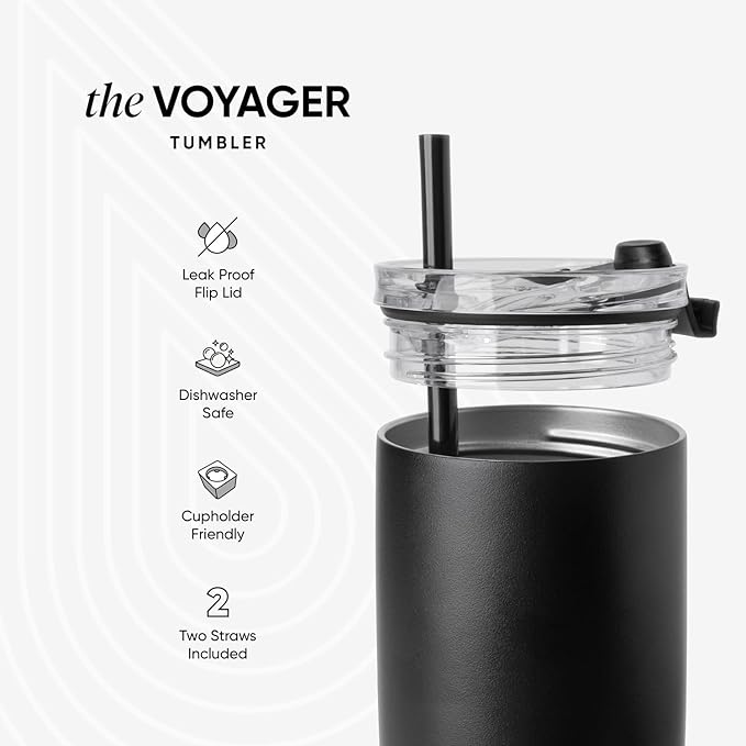 Simple Modern Travel Coffee Mug Tumbler with Flip Lid | Reusable Insulated Stainless Steel Cold Brew Iced Coffee Cup Thermos | Gifts for Women Men Him Her | Voyager Collection | 20oz | Winter White