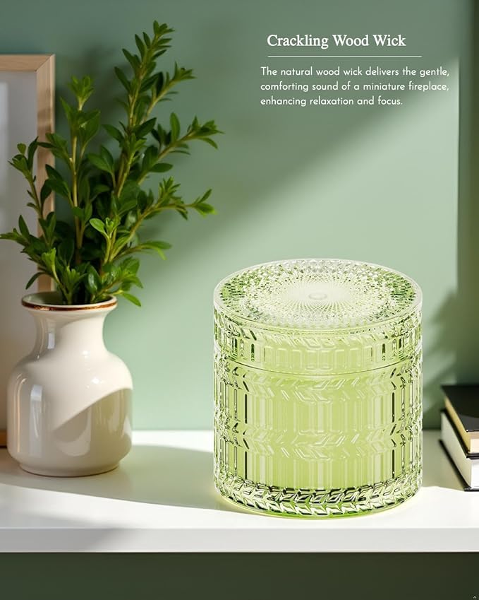 Sage Citrus Scented Candles, Crackling Wood Wick Soy Candle, 7.4 oz Natural Candles Non Toxic, 55 Hours Clean Burn | Aromatherapy Candle | Gift-Ready for Hosts & Gatherings