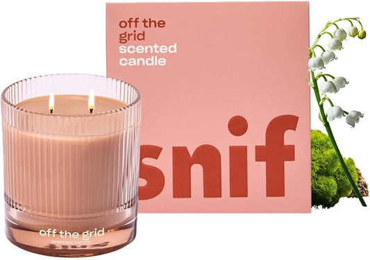 Off The Grid Luxury Scented Candle by Snif, Warm and Calming Candle, 50+ Hours, 100% Cotton Fiber Wicks, Soy Wax Blend, Non-Toxic, Vegan, 8.5 oz