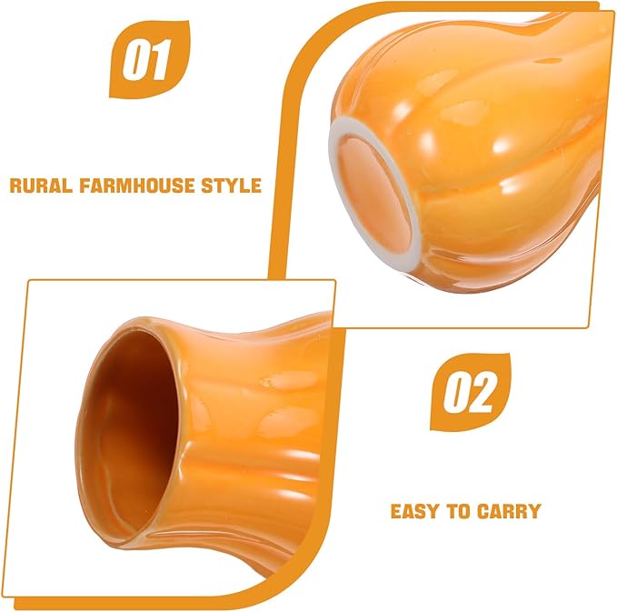 PRETYZOOM Spoon Spatula Organizer: Ceramic Kitchen Utensil Crock for Countertop Cooking Utensil Jar Organizer for Farmhouse Kitchen Counter Orange